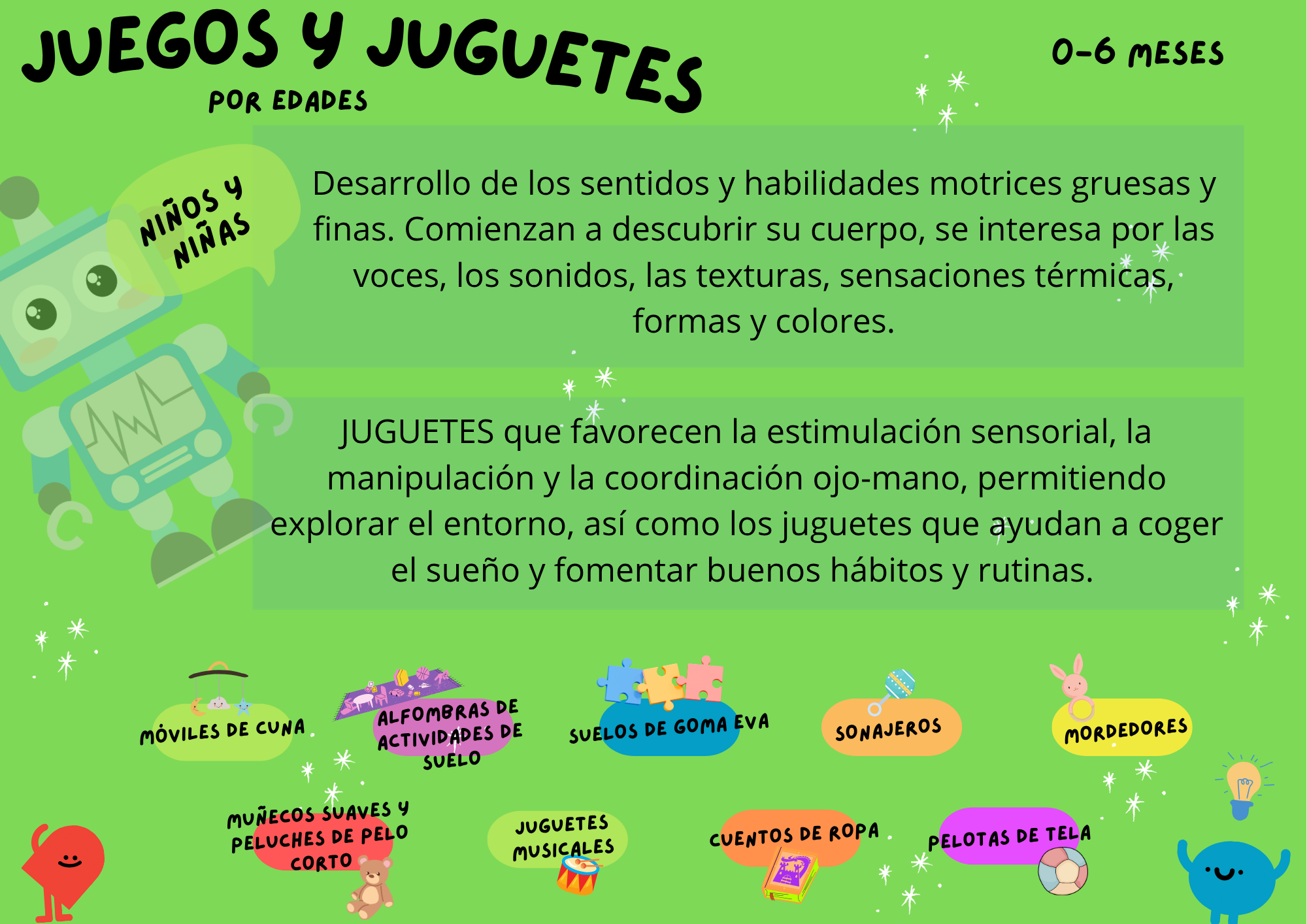 Guía de juegos y juguetes recomendados de 0–6 meses
