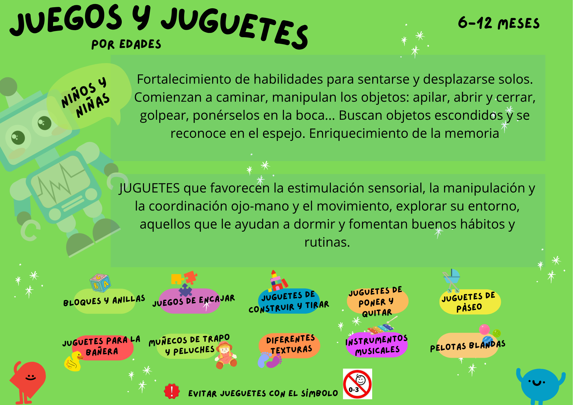Guía de juegos y juguetes recomendados de 6–12 meses