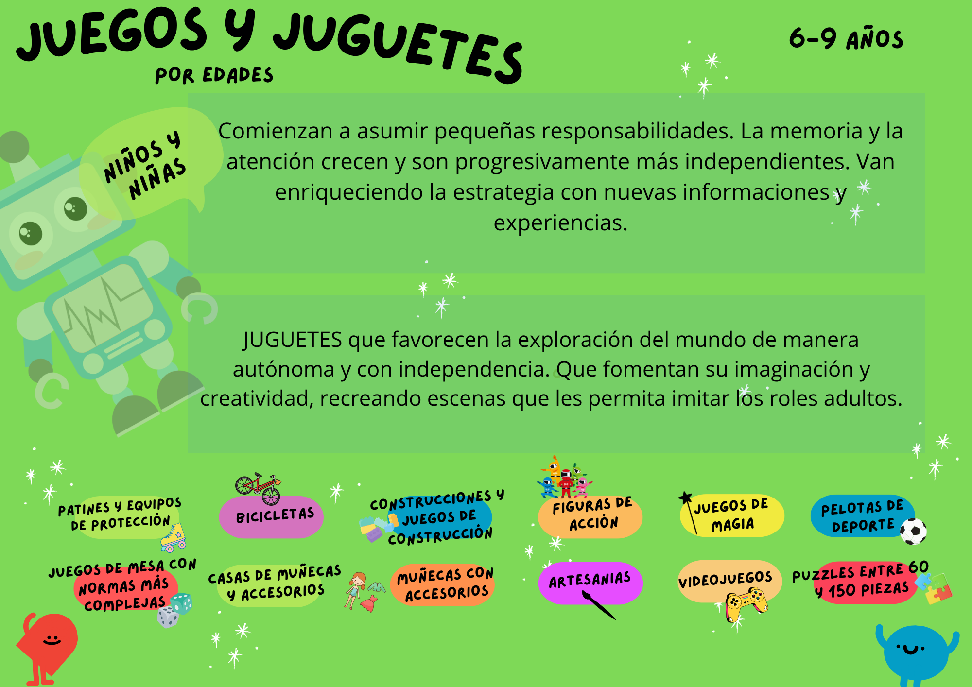 Guía de juegos y juguetes recomendados de 6–9 años