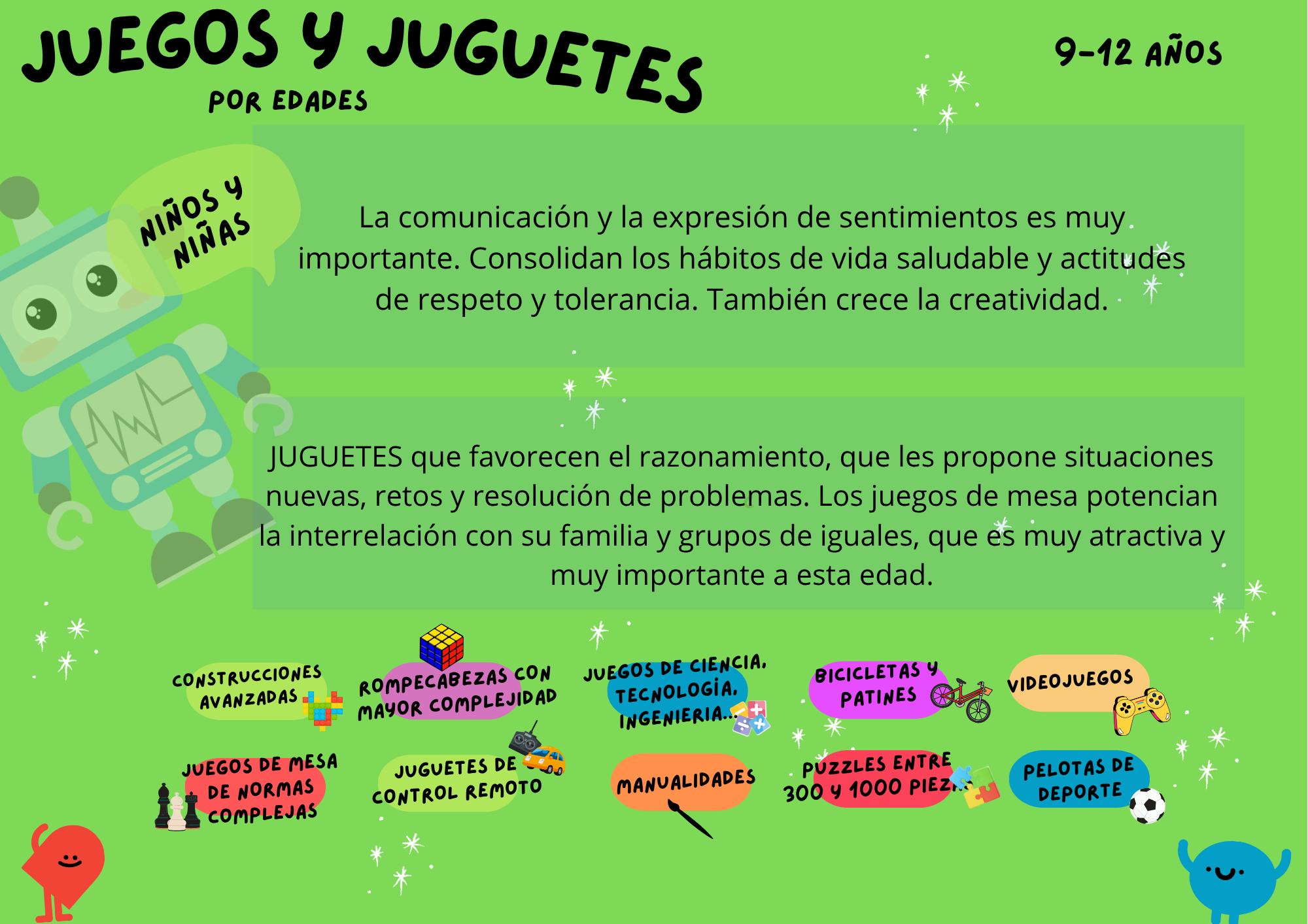 Guía de juegos y juguetes recomendados de 9–12 años